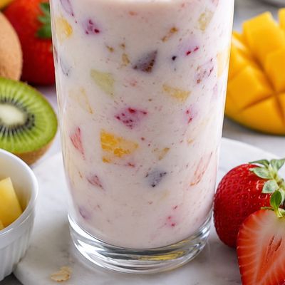 Yogurt with fruit pieces