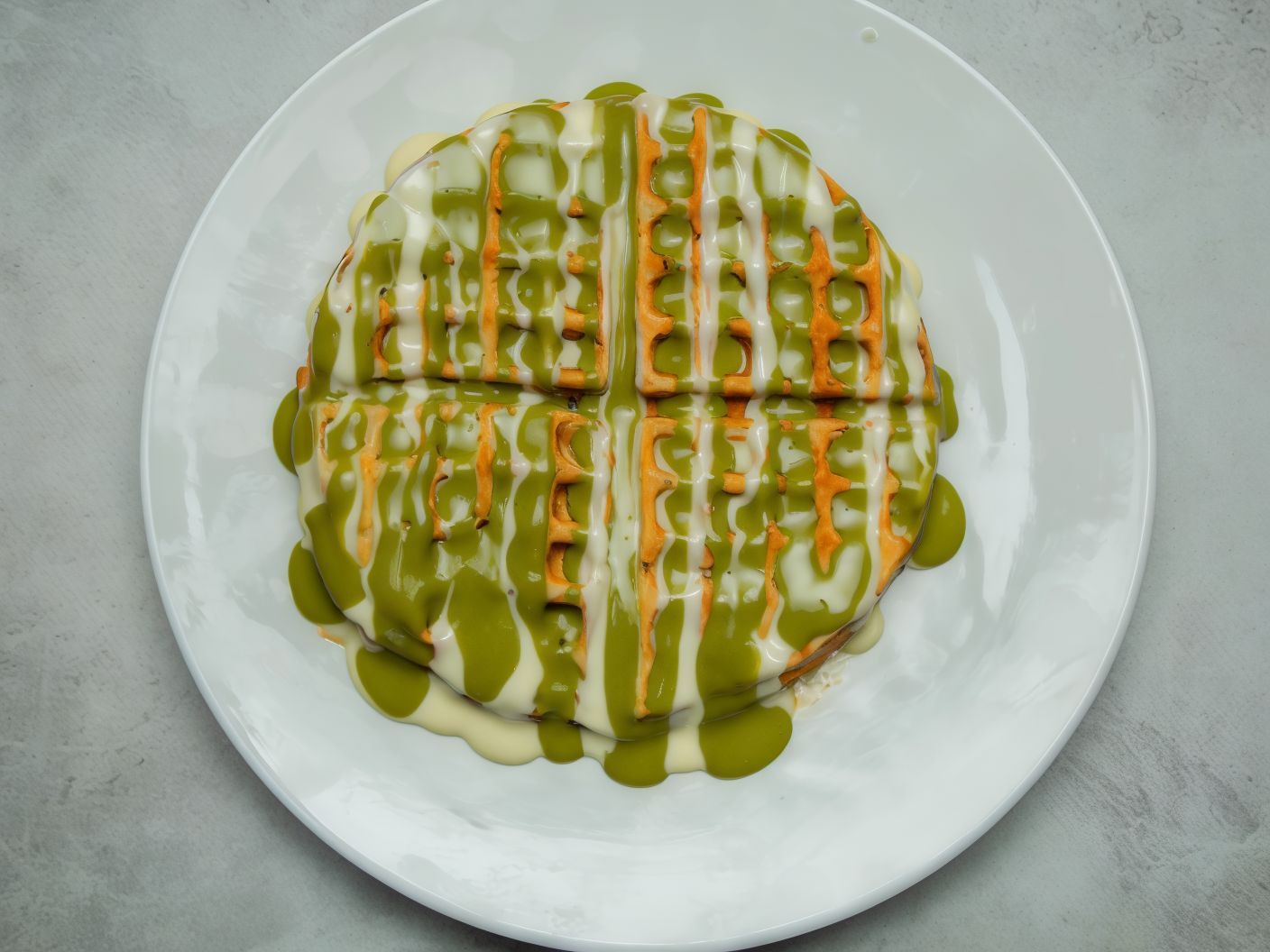 White chocolate waffle with pistachios