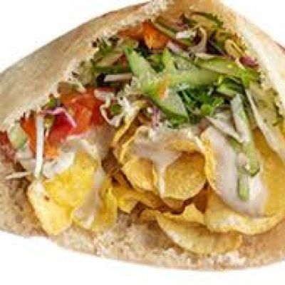 Chips sandwich with cheese and tomatoes