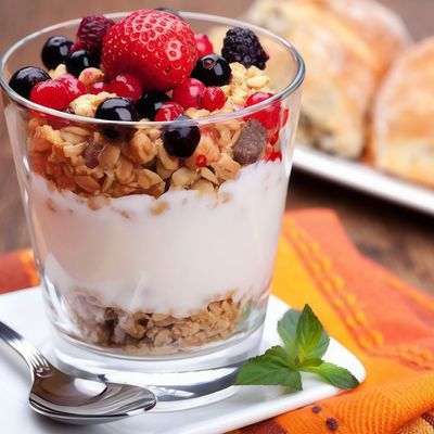 Yogurt Nuts And Cut Fruits