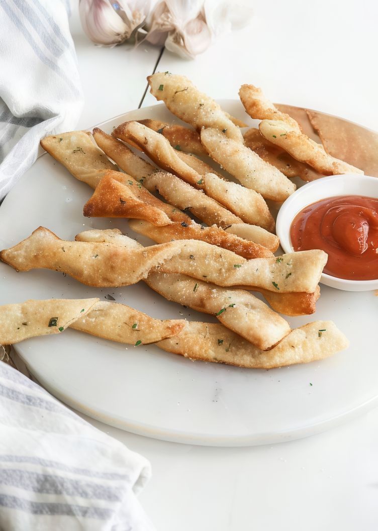 Fried Pizza Dough Strips With Garlic