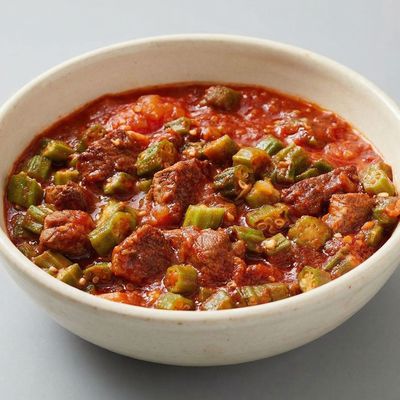 Okra With Kandouz Meat Tajine