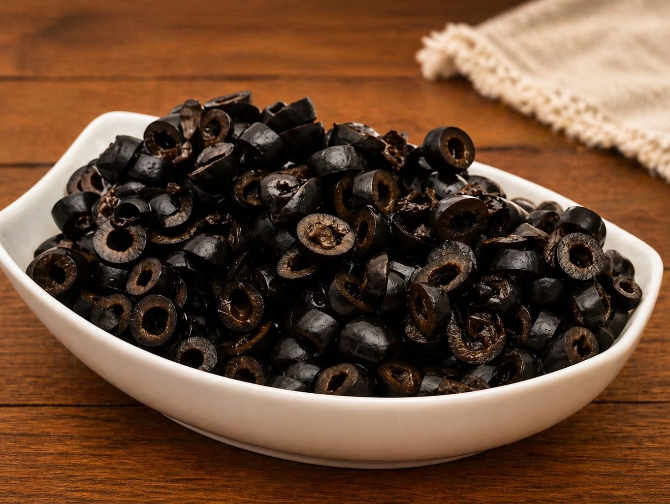 Quarter black slices sliced olives