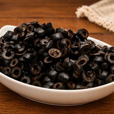 Quarter black slices sliced olives