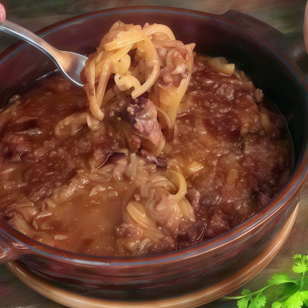 Meat casserole with onions
