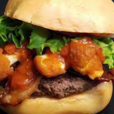 Beef Burger With Mozzarella Cheese Fingers Sandwich