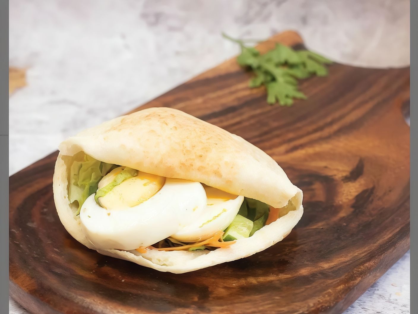 Egg and hummus sandwich
