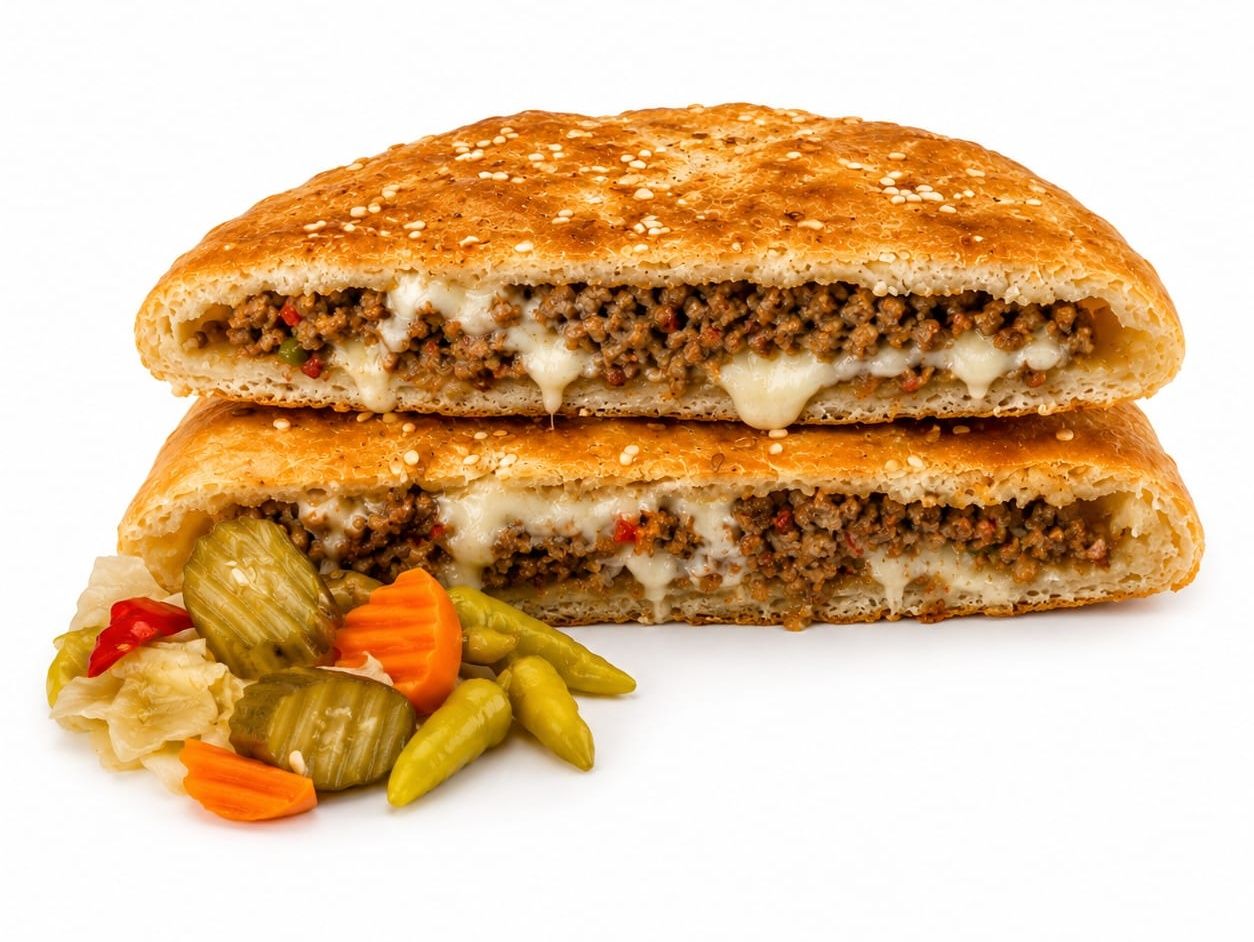 Hawawshi with meat and mozzarella cheese