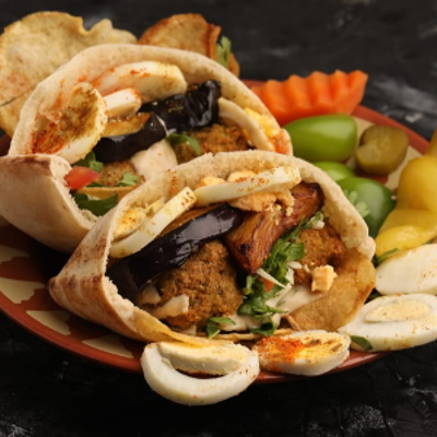 Falafel Sandwich with Boiled Eggs