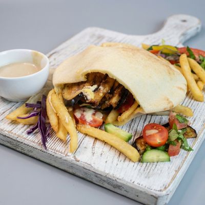 Fried Potato and Eggplant Sandwich