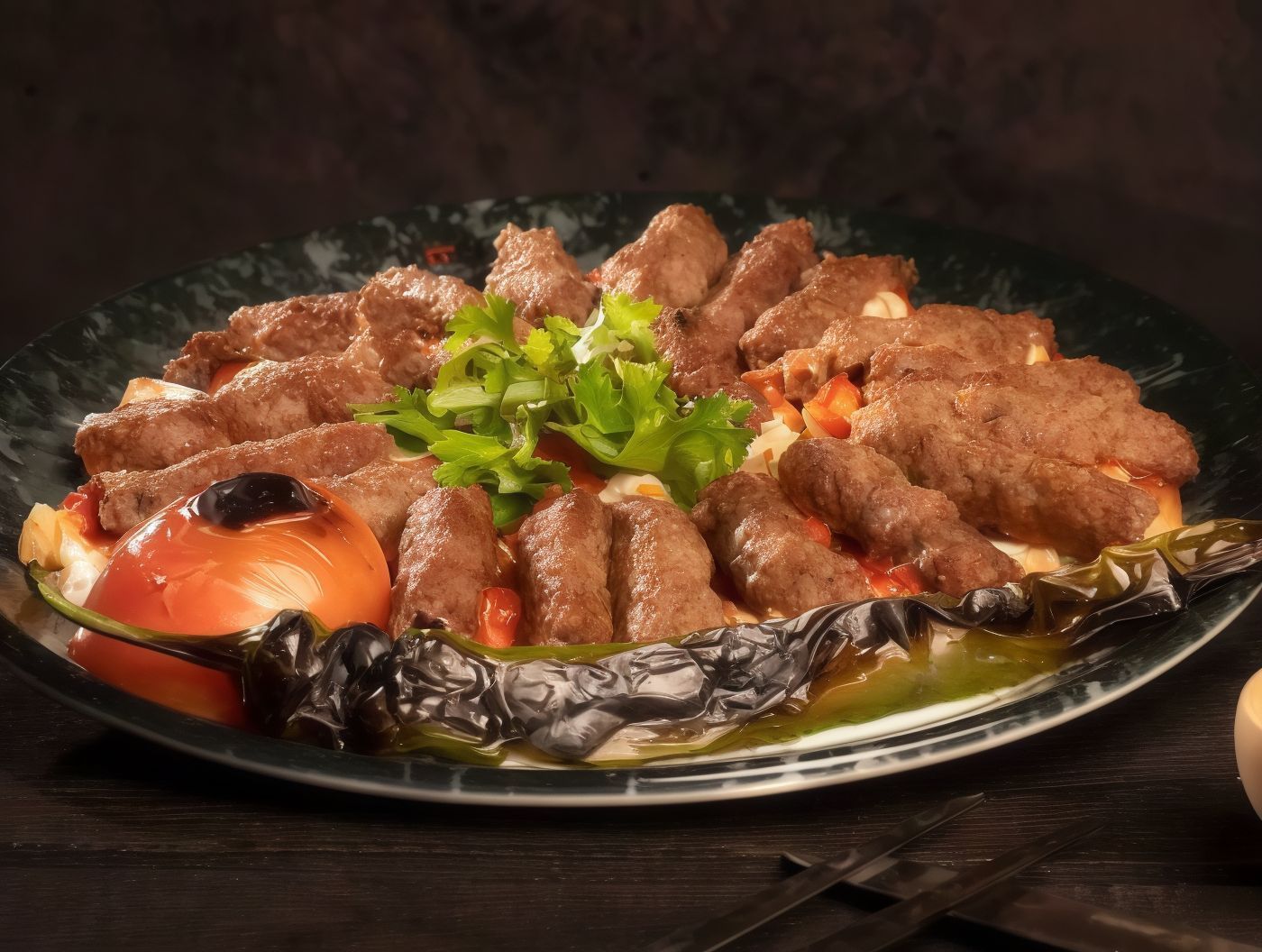 Kilo Of Kendo Kofta, Salad And Bread