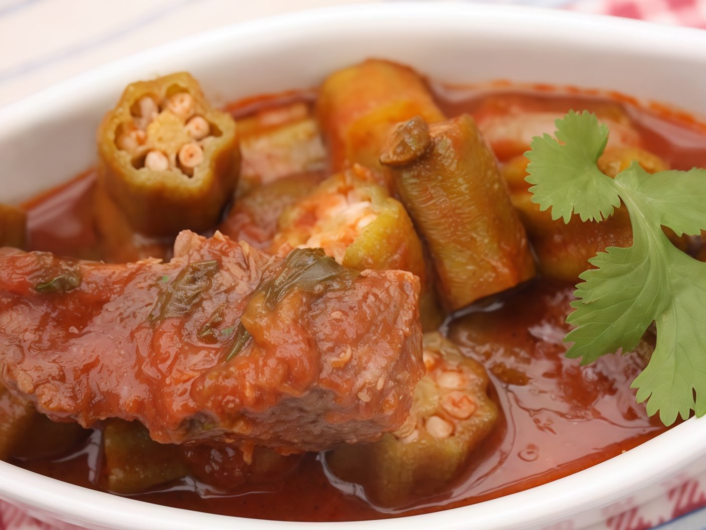 Large Okra With Meat Casserole