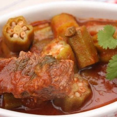 Small Okra With Meat Casserole