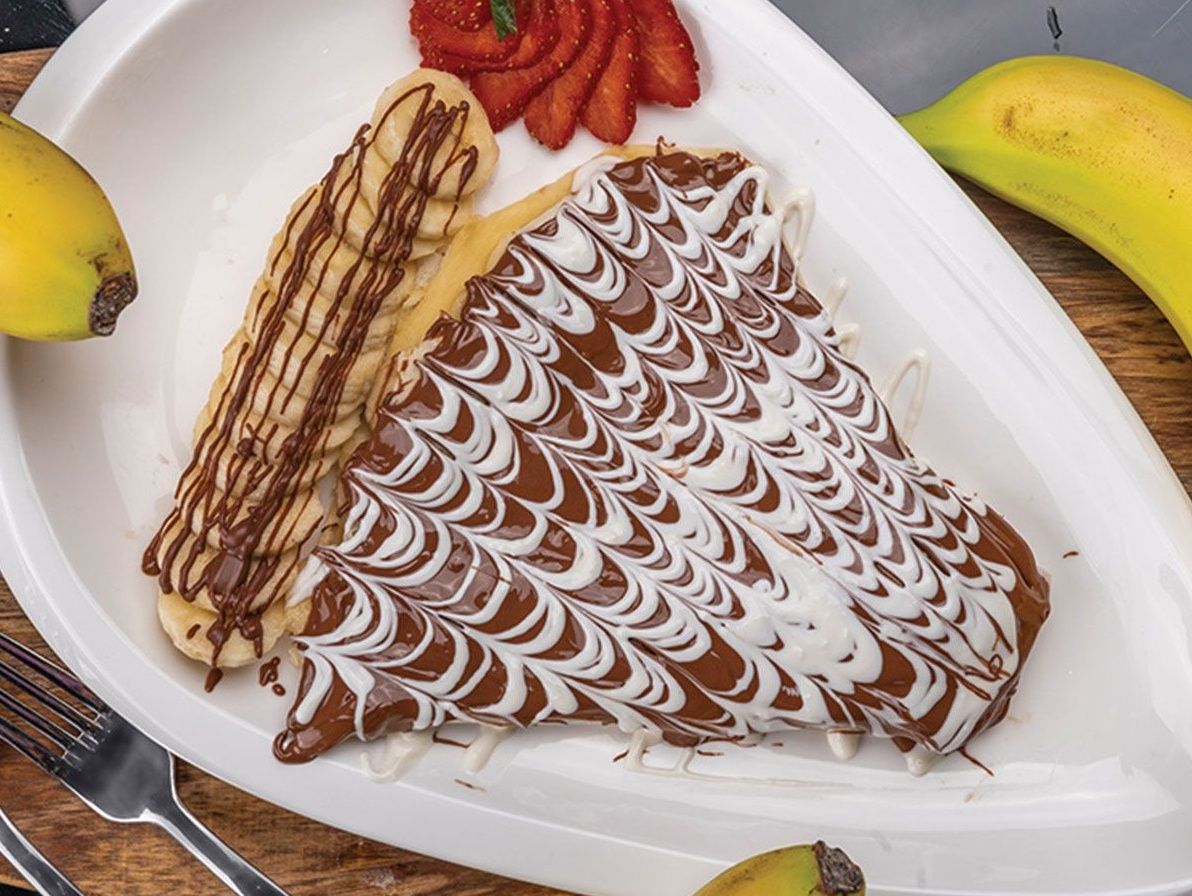 Nutella, banana, and cinnamon crepe