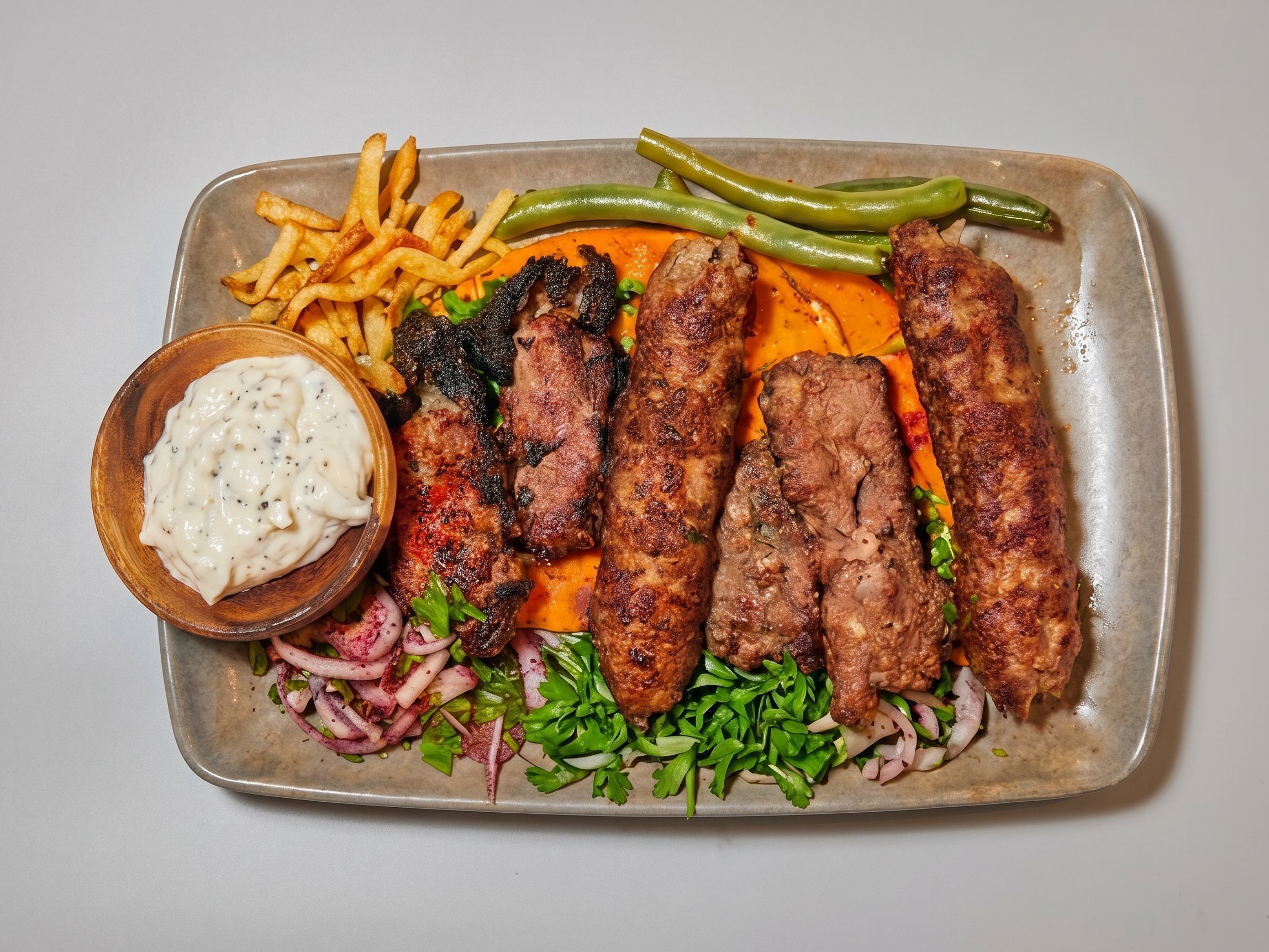 Mixed veal kebab and kofta