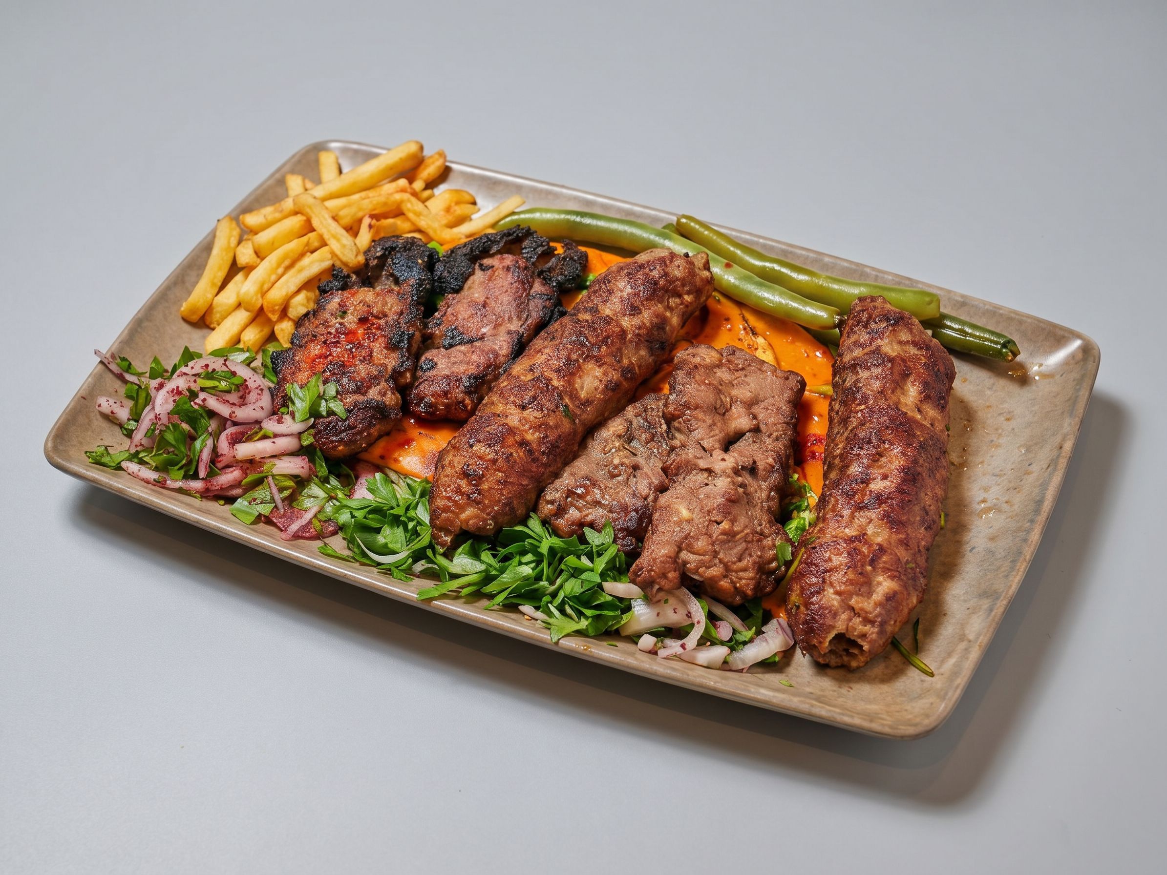 Mixed lamb kebab and kofta