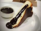 San Sebastian Cheesecake With Chocolate Sauce