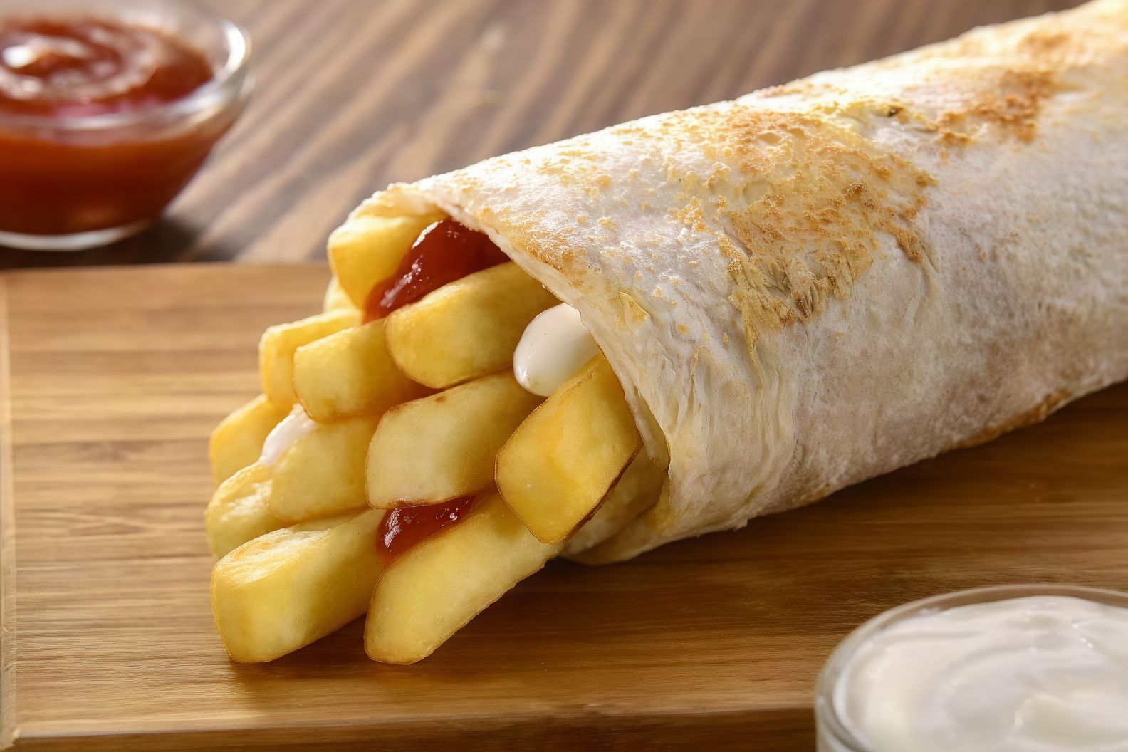 French Fries Roll Sandwich Syrian Bread