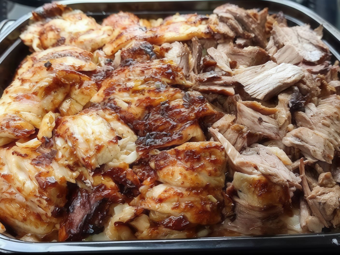 Mixed meat, chicken and nuts fatteh