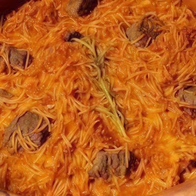 طاجن شعيرية باللحم
