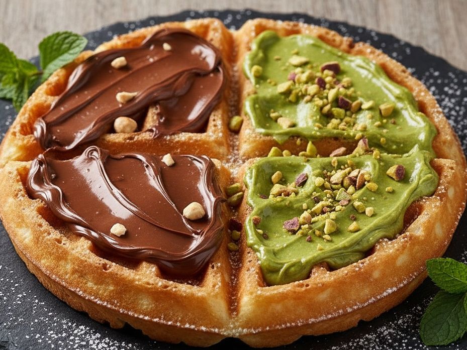 Half Pistachio And Half Chocolate Waffle