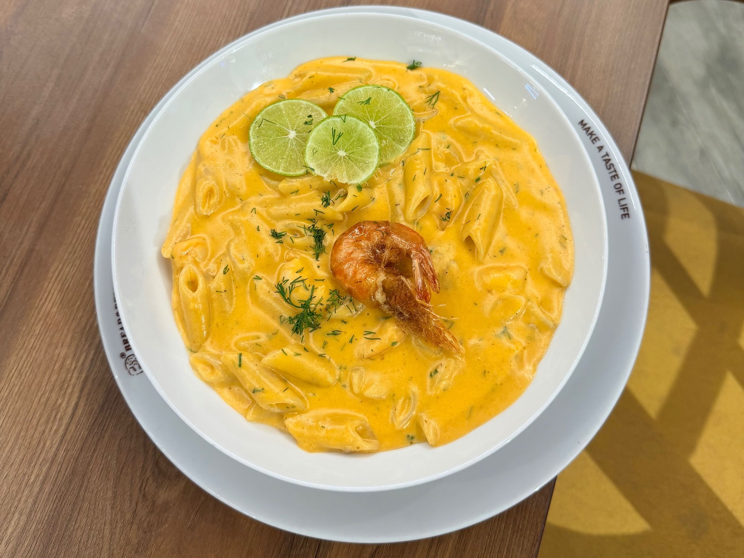 Pink shrimp pasta