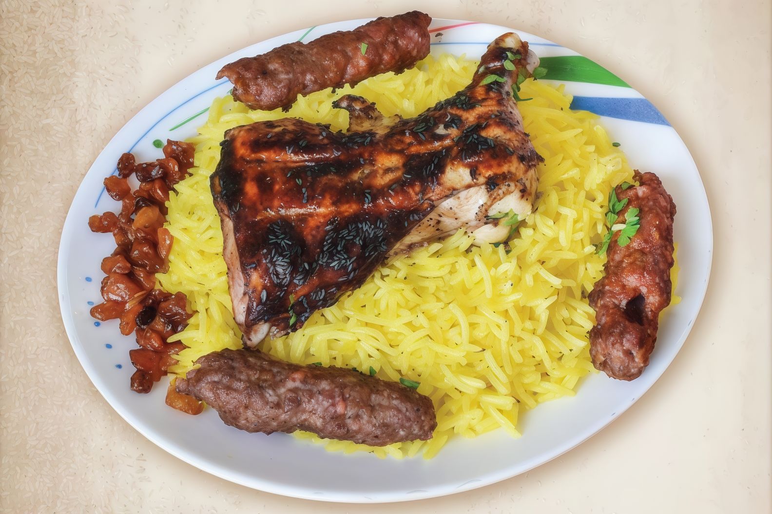 1/4 Chicken Meal With Kofta And Basmati Rice