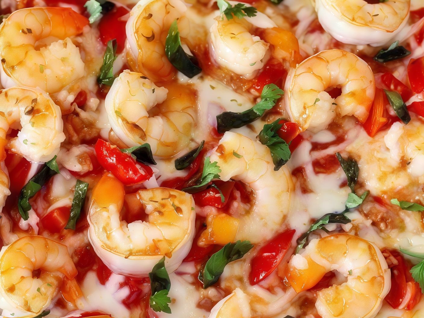 Oriental shrimp pizza