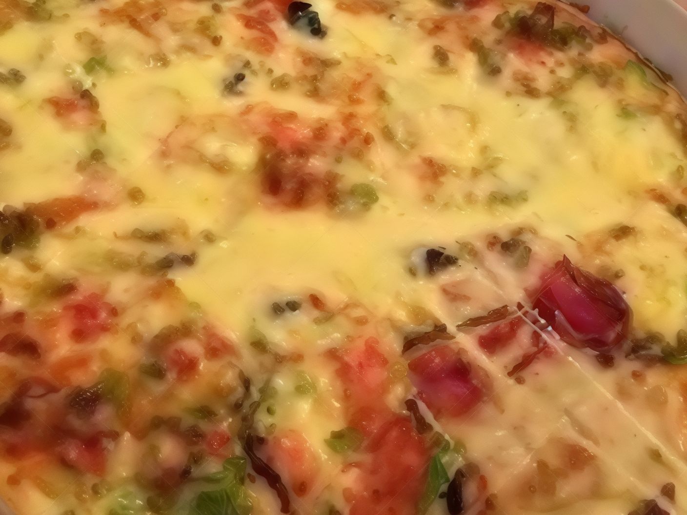 Oriental pizza with Roumy cheese