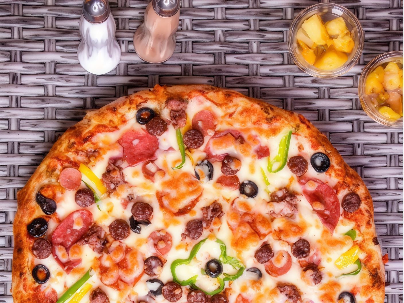 Oriental pizza with sausage and basturma