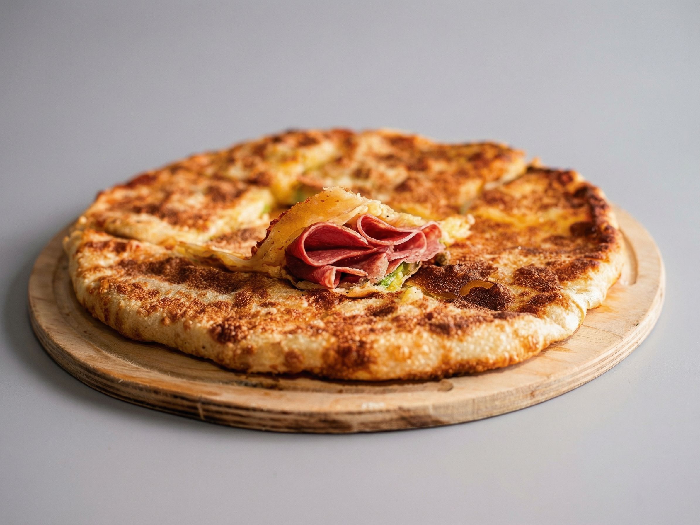 Oriental pizza with pastrami