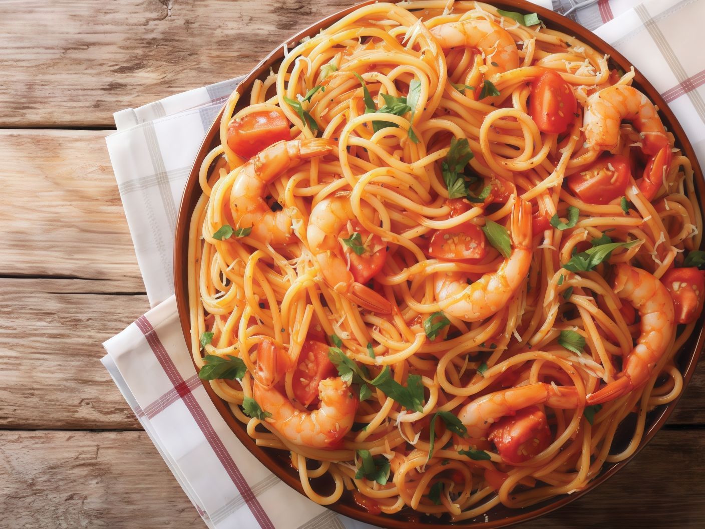 Shrimp pasta red sauce
