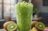 Cup of kiwi pieces and juice