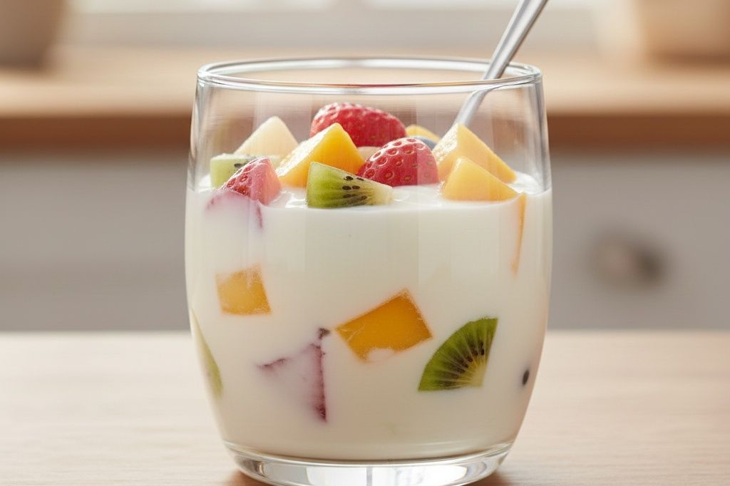 cup Yogurt with fruit pieces