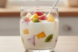 cup Yogurt with fruit pieces
