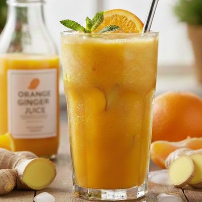 Orange cup with fresh ginger