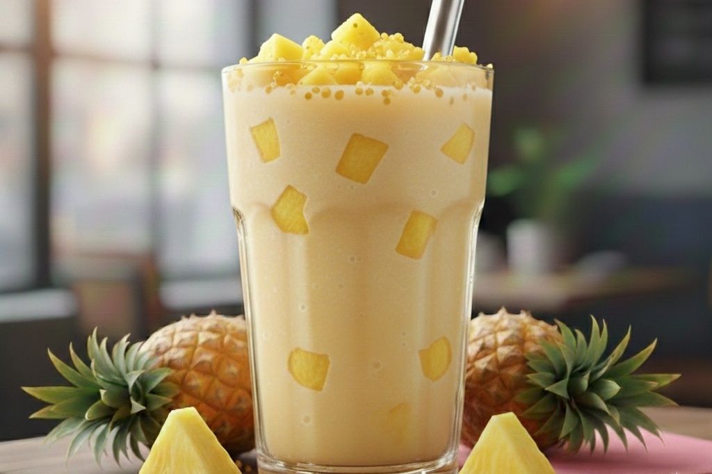 Pineapple cup with pieces and juice
