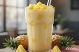Pineapple cup with pieces and juice