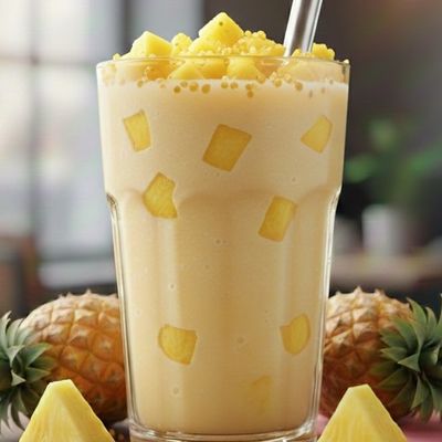 Pineapple cup with pieces and juice