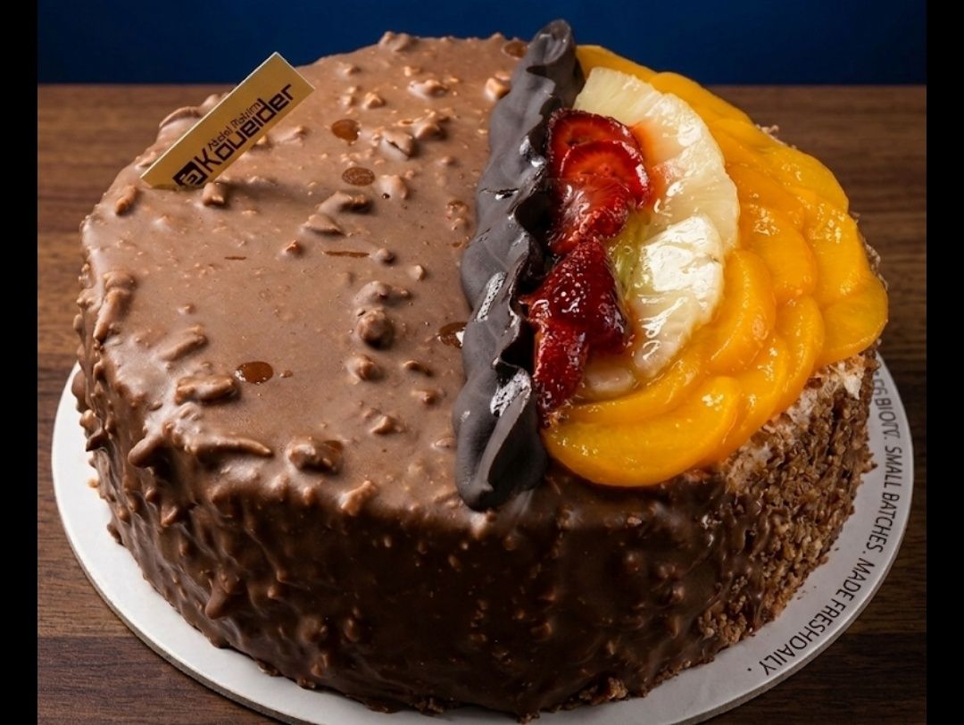 Half fruit and half Rocher cake