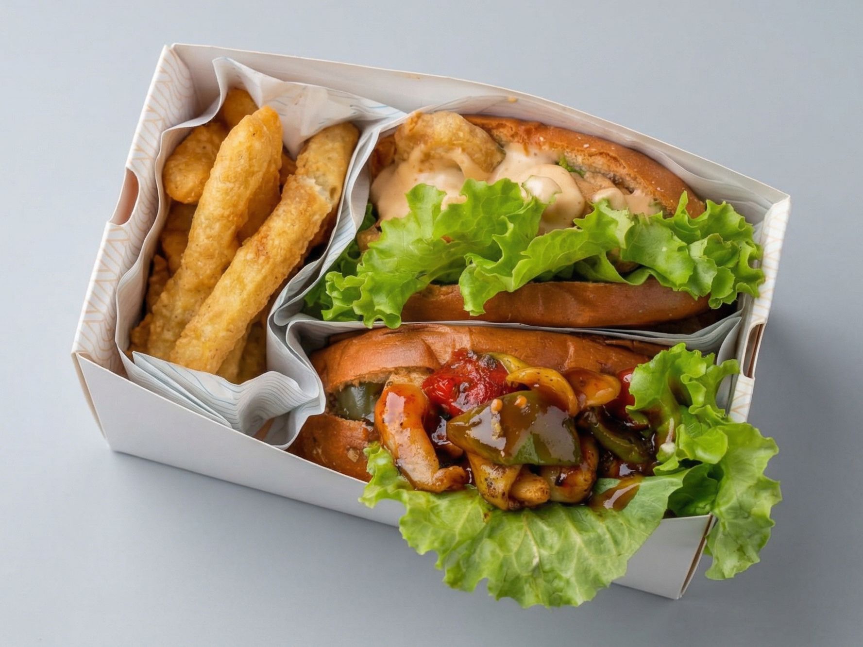 Spicy Cajun Shrimp 2 Rolls With Fries