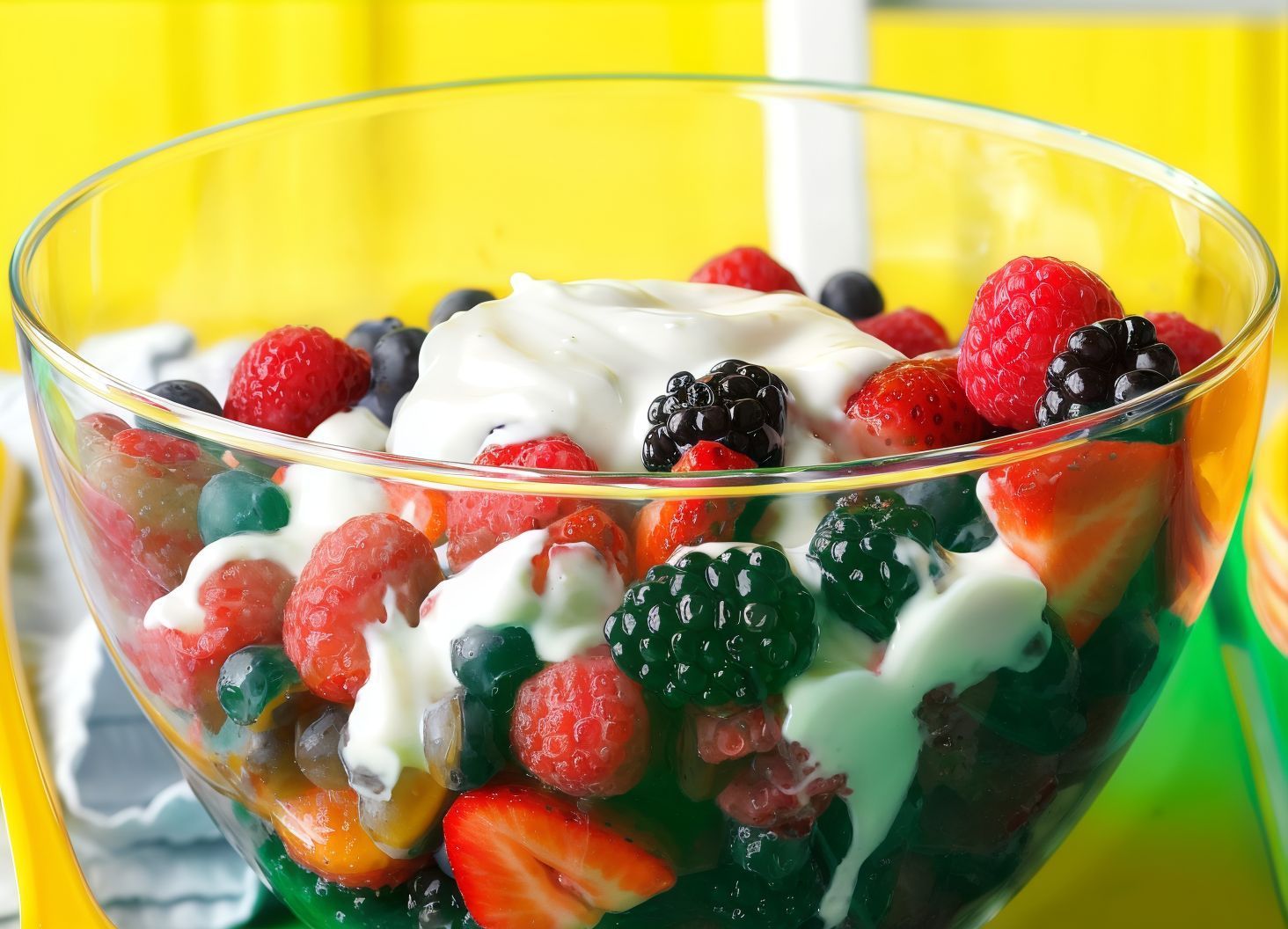 Fruit salad with yogurt and honey