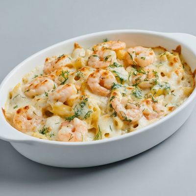 White Shrimp Pasta And Cheese