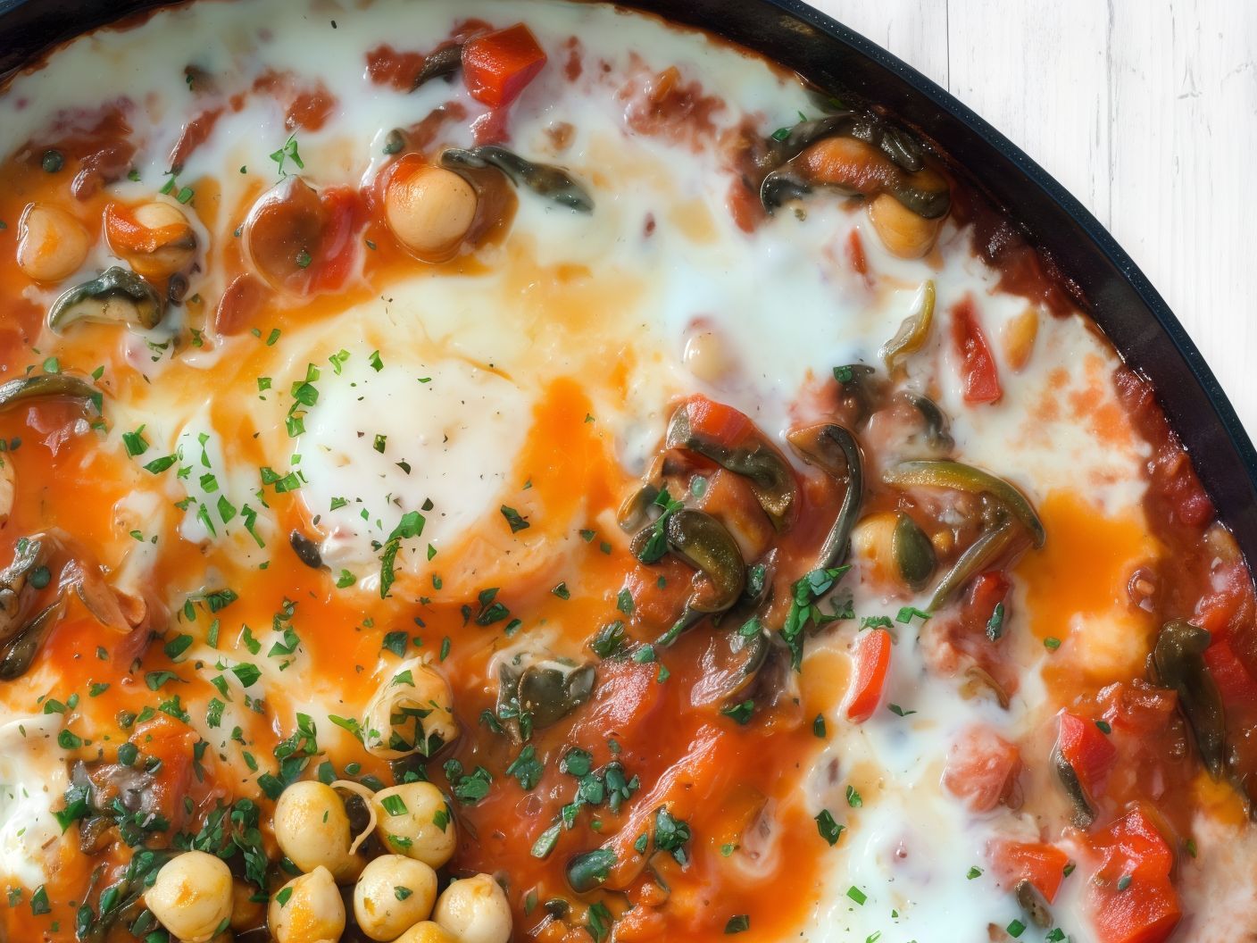 Foul with mushroom and chickpeas pan