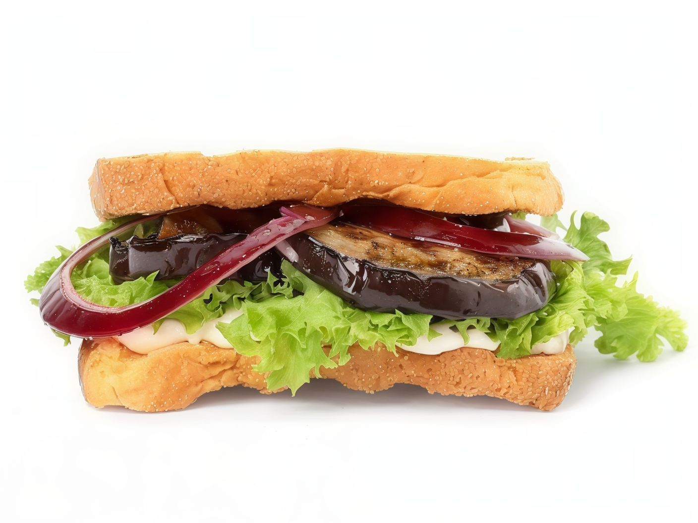 Fried eggplant sandwich with vinegar and garlic