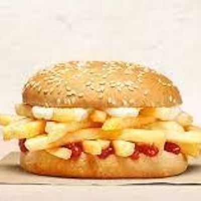Potato sandwich with ketchup
