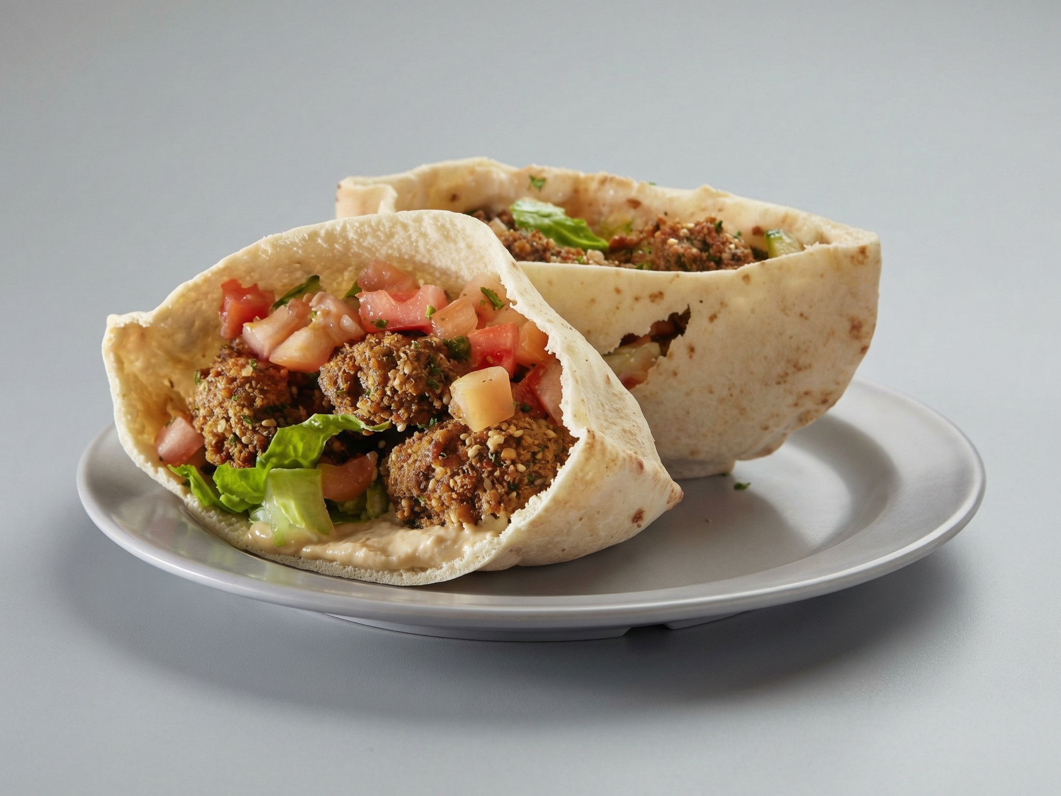 Taamia With Salad And Sesame Paste Sandwich