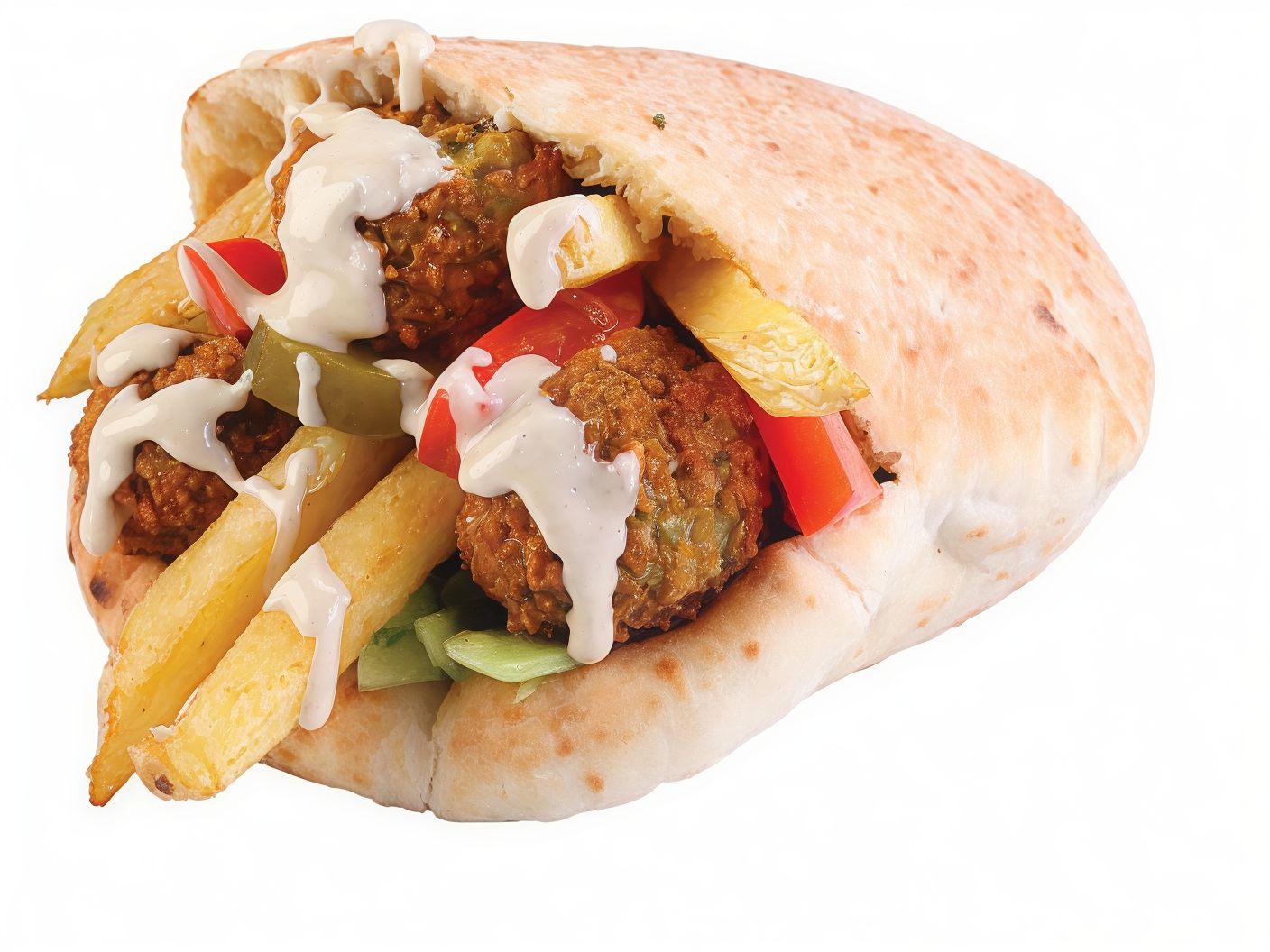 Ta'ameya sandwich on french fries