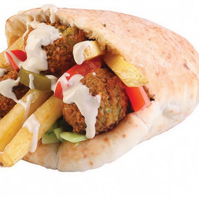 Ta'ameya sandwich on french fries