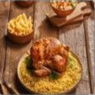 Half grilled chicken with fries